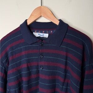 Vintage Pringle Of Scotland Men’s Wool Long Sleeve Polo Sweater Striped Size XS